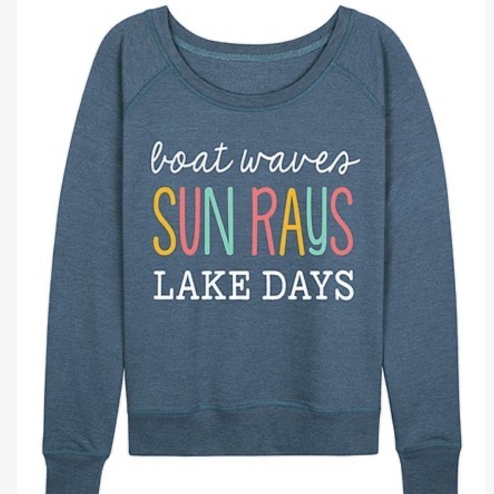 Women's | Heather Blue 'Lake Days' Slouchy Pullover 2X Instant Message